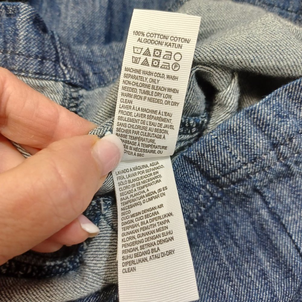 Lucky Brand Top Blue Chambray Denim Snap Front Peplum Top Womens size 4 - Picture 5 of 11